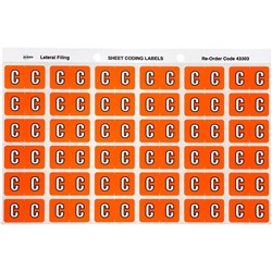 AVERY ALPHABET CODING LABEL Side Tab 25 x 38mm Orange Pack of 180