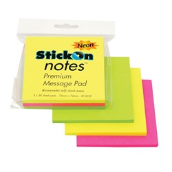 BEAUTONE STICKON NOTES 76x76 50sht Neon Asst Hangsell Discontinued#