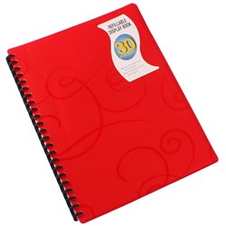 Bantex Display Book Refillable A4 30 Pocket Jewel Red