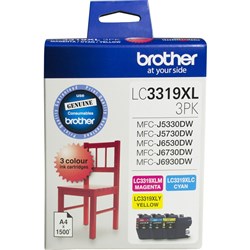 BROTHER LC3319XL INK CARTRIDGE 3PK Colour - CMY #3319 3319