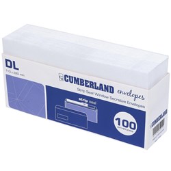 Cumberland Window Envelope DL Strip Seal White Pk100