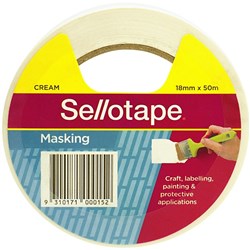 SELLOTAPE MASKING TAPE 18mmx50m Cream /Roll