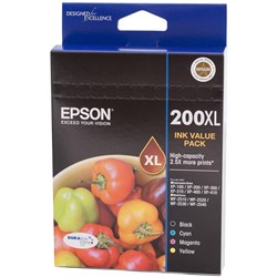 EPSON 200XL INK CARTRIDGE High Yield Value Pack of 4 Assorted Colours