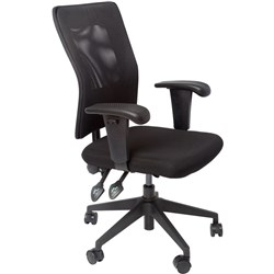 FNX AM100 ERGONOMIC CHAIR Medium Mesh Back With Arms Fabric Seat & Back Black