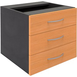 FNX RAPID FIXED PEDESTAL 3 Drawer 465W x 447D x 454mmH Beech And Ironstone