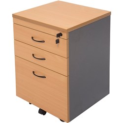 FNX MOBILE PEDESTAL 2 Drawer 1 file 465Wx447Dx690H Beech & Ironstone