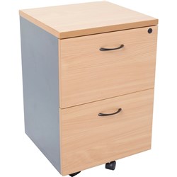 FNX MOBILE PEDESTAL 465W x 447D x 690mmH 2 File Drawer Beech/Ironstone