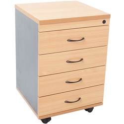 FNX MOBILE PEDESTAL 4 Drawer 447 x 465 x 690mm Beech & Ironstone