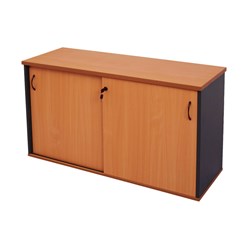 FNX RAPID WORKER CREDENZA 1200L x 450W x 730H Sliding Door Cherry & Ironston
