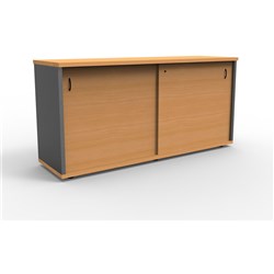 FNX RAPID WORKER CREDENZA 1500L x 450W x 730mmH Sliding Door Beech & Ironstone
