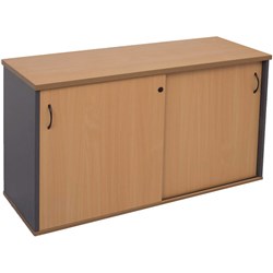 FNX RAPID WORKER CREDENZA 1800L x 450D x 730mmH Sliding Door Beech & Ironstone