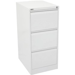 FNX GO 3 DRAWER FILING CABINET H1016mm x W460mm x D620mm White Steel