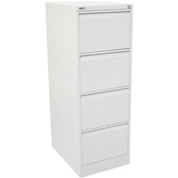 FNX GO 4 DRAWER FILING CABINET H1321mm x W460mm x D620mm White Steel