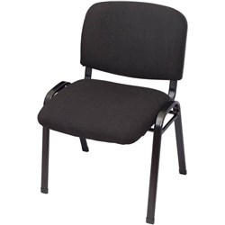FNX NOVA VISITOR CHAIR Black Steel Frame Padded Black Fabric Seat and Back Stackable