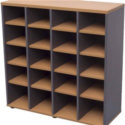 FNX PIGEON HOLE UNIT 20 Hole 1040W x 380D x 1040mmH Beech/Ironstone