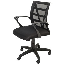 FNX VIENNA OFFICE CHAIR Medium Mesh Back With Arms Fabric Seat Black Mesh Back