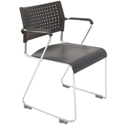 FNX WIMBLEDON CHAIR With Arms Chrome Sled Base Black