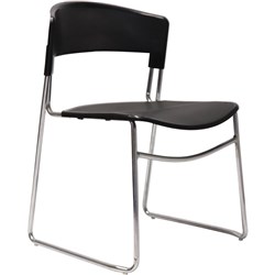 FNX ZOLA VISITOR CHAIR Chrome Sled Base Polypropylene Black Seat and Back