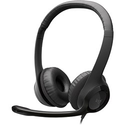 LOGITECH H390 USB Headset Noise Cancelling With Boom Mic Black PU