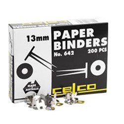 ESSELTE 642 PAPER BINDERS 13mm with Washers, Silver Box 200