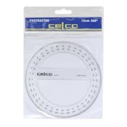 CELCO 150BP360 PROTRACTOR 15cm 360Degree, Round, Clear