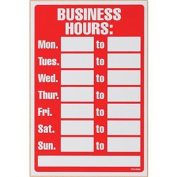 HEADLINE COLOURED SIGNS 203x305mm Business Hours