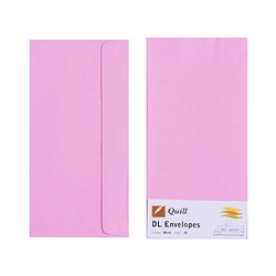 QUILL ENVELOPES DL 110x220mm PeelNSeal Musk Pink  Pk25