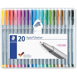 STAEDTLER TRIPLUS 334 Fineliner Assorted Colours/20 Pack of 20