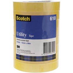 SCOTCH 610 UTILITY STICKY TAPE 18mmx66m  /Pk8 Rolls No. 502