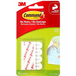 3M COMMAND 17024 POSTER STRIPS 12 Small Strips, White