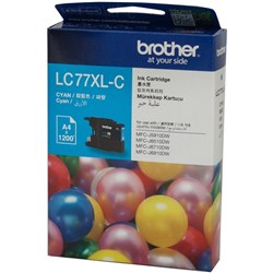 BROTHER LC77XLC INKJET XH/YLD J6510dw/6710/6910 1.2K Pg Cyan