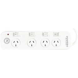 POWERPLUS POWERBOARD 4 OUTLET Individual Switch,Surge&O/load