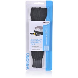 VELCRO Brand REUSABLE CABLE TIES 200x25mm Black Pk5
