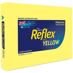 REFLEX TINTS COPY PAPER A3 80gsm Yellow Clearance Stock#