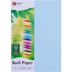 QUILL COLOUR COPY PAPER A4 80gsm 500 Pack Powder Blue