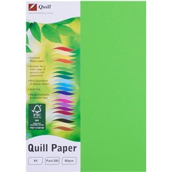 QUILL COLOUR COPY PAPER A4 80gsm 500 Pack Lime