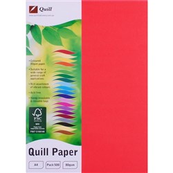 QUILL COLOUR COPY PAPER A4 80gsm 500 Pack Red