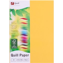 QUILL COLOUR COPY PAPER A4 80gsm 500 Pack Sunshine