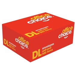 OFFICE CHOICE ENVELOPES DL 110x220 SelfSeal Plain Box500