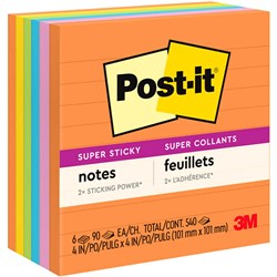 POST-IT 675-6SSUC SUPER STICKY Ultra Colour Lined 98x98 Pk5 34-8714-8146-0