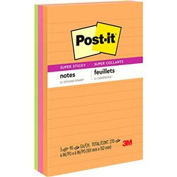 POST-IT 660-3SSUC SUPER STICKY Ultra Colour Lined 98x149, Pk3 34-8725-6387-8