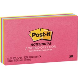 POST-IT 655-5PK NOTES NEON Colours 100Shts 76x127mm, Pk5 #Discontinued