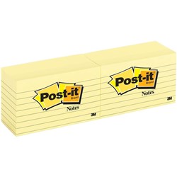 POST-IT 635 NOTES ORIGINAL Lined 100Shts 76x127mm Yellow Discontinued#