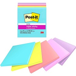 Post-It 654-5SSMIA Super Stick Notes 76x76mm Miami Assted Pk5 XP001007119