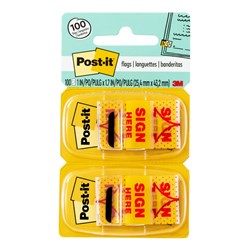 POST-IT 680-SH2 FLAGS Twin Pack 25x43 Sign Here, Yellow