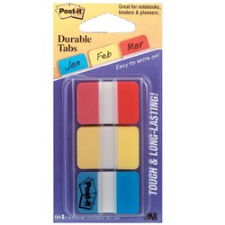 POST-IT 686-RYB DURABLE TABS Blue Red & Yellow 25x38mm