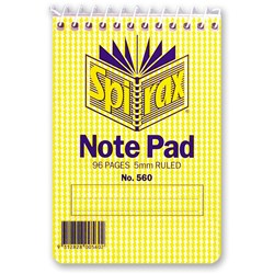 SPIRAX 560 NOTEBOOK 96 Pages 112x77mm Ruled 5mm,Top/Opening