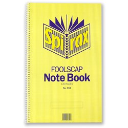 SPIRAX 594 NOTEBOOK 120 Pages F/C 322x200mm 8mm Ruled S/Open #Discontinued