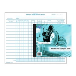 ZIONS 676S PAYROLL &  WAGES BOOK, Write It Once 270X335mm Clearance Stock - D#