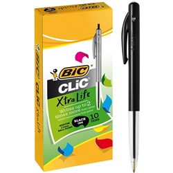 BIC CLIC BALLPOINT PENS Medium Black Box10